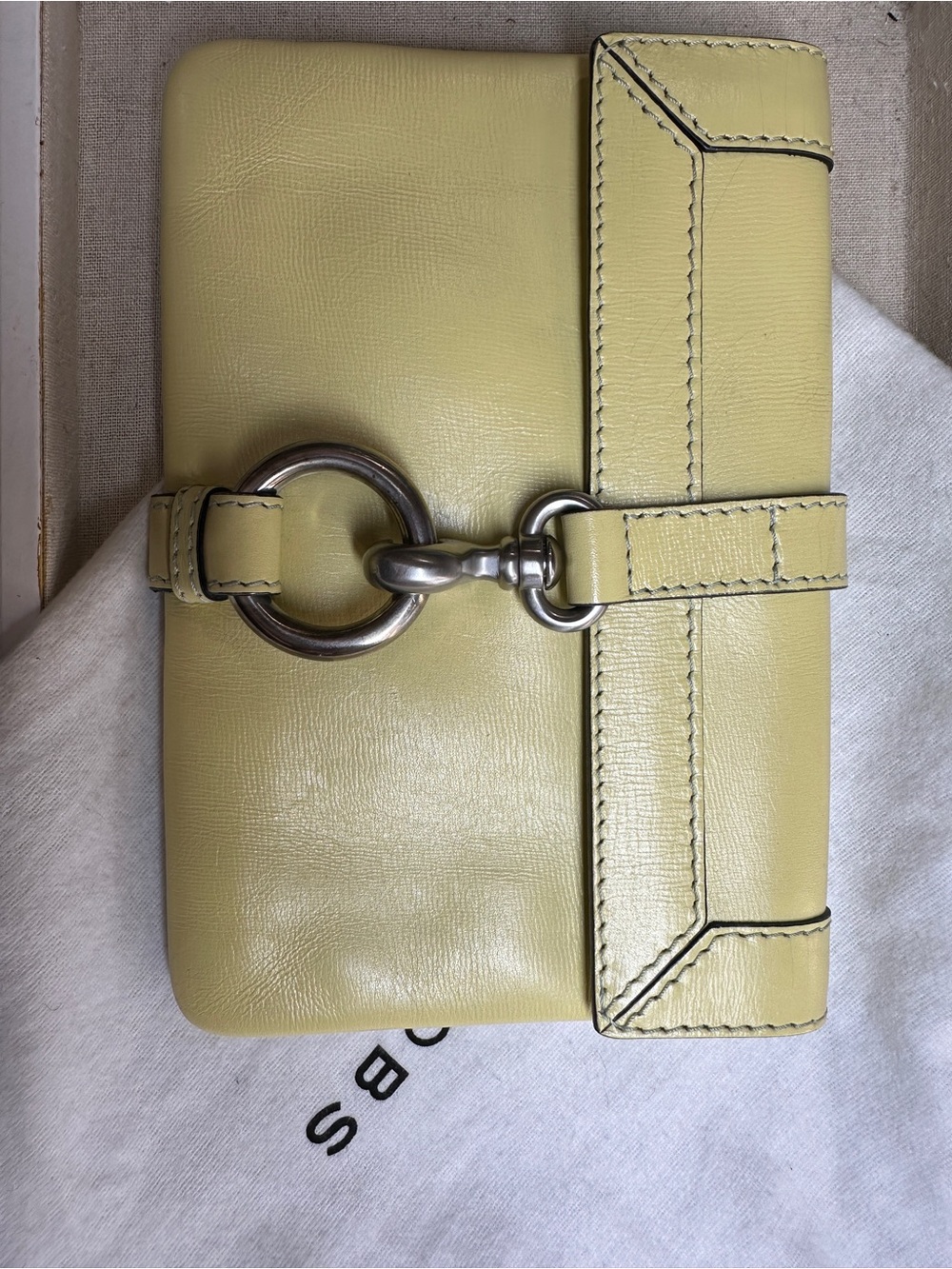 Marc Jacobs Lemon Yellow Leather Ring-Detail Wristlet Clutch Y2K